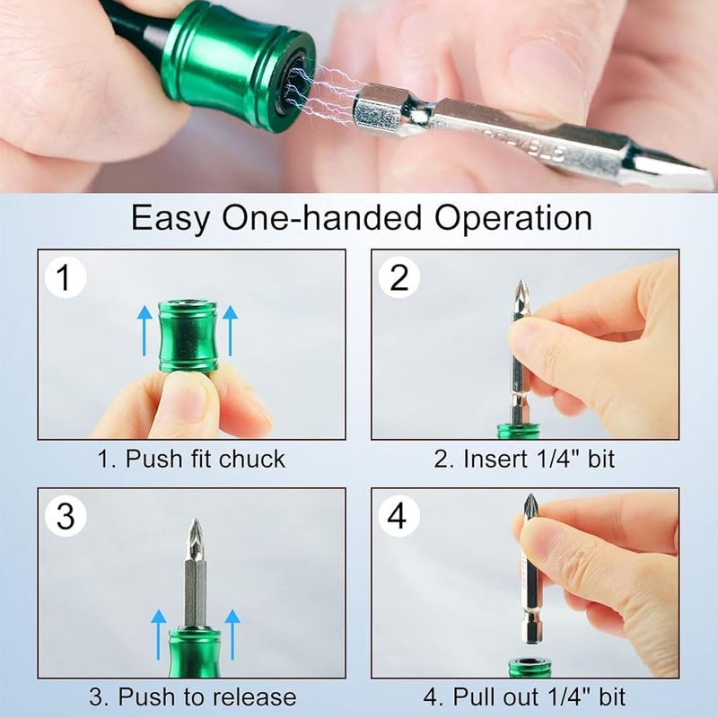 كيلا حامل رؤوس مفكات براغي سداسية الشكل مقاس 1/4 بوصة، قضيب تمديد، سلسلة مفاتيح، محول براغي، تغيير مثقاب، مفكات براغي يدوية، حامل رؤوس مثقاب محمول (6 قطع) - Image 4